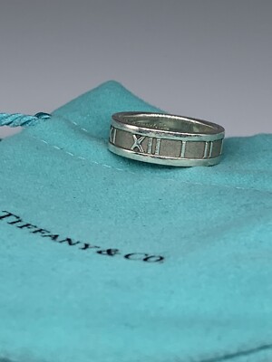 Tiffany & Co. Atlas 1995 Sterling Silver 925 Roman Numerals Band