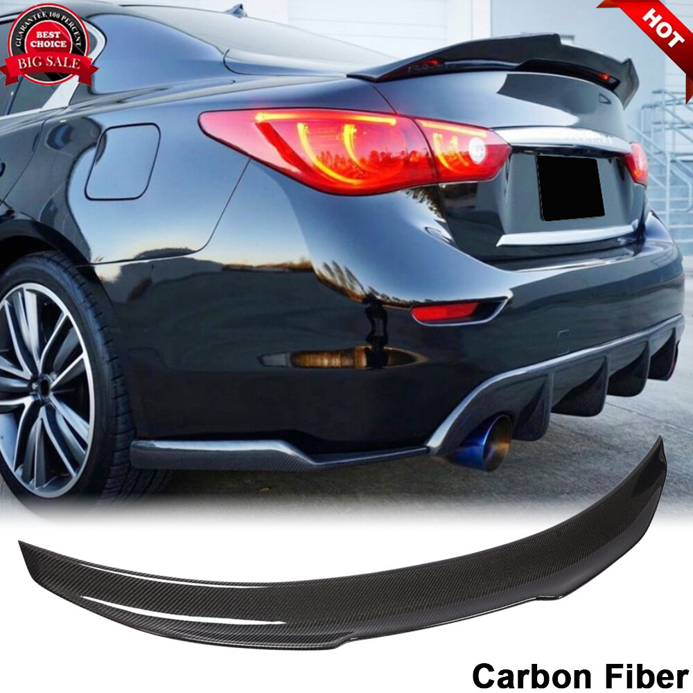 For Infiniti Q50 Q50S 2014-2020 REAL CARBON Rear Trunk Spoiler High Kick Wing