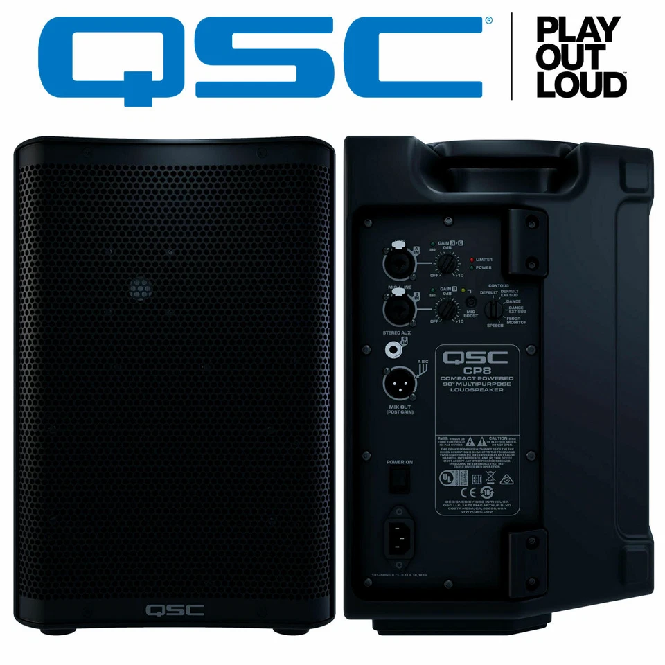 QSC CP8 Active 8" 1000 Watt Class-D Amplified 2-Way Compact Powered Loud-speaker - Image 4 of 4