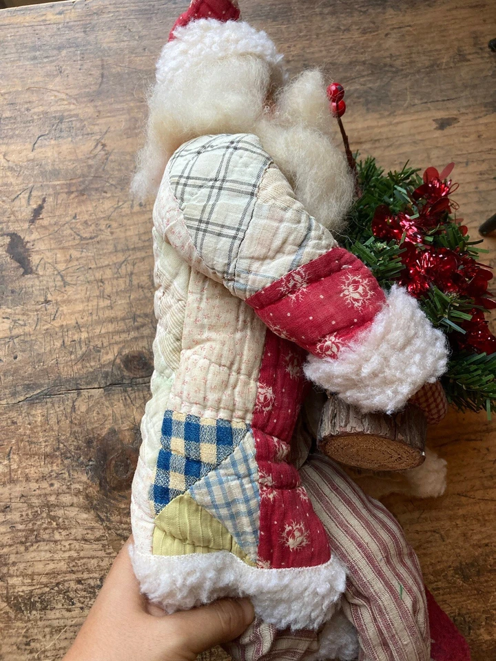 PRIMITIVE COUNTRY STORE Large Santa Claus Windsor Chair Quilted Clay Face 17” - Image 3 of 4