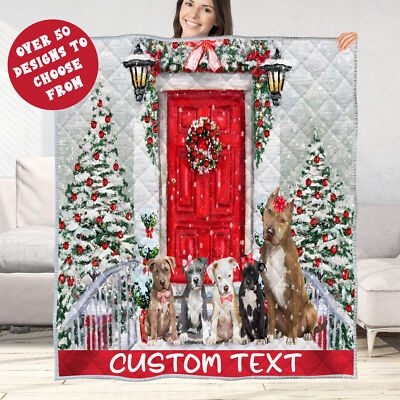 Pitbull Quilt Dog Bedding Personalized Christmas Gift Many Designs NWT