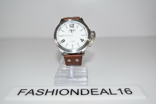Oozoo Authentic Brown Leather SS Oversized Watch - Picture 5 of 5