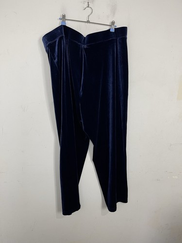 Susan Graver Womens Pants 3XP Blue Velvet Wide Leg Pull On Holiday Party Comfy - Picture 4 of 10