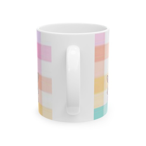 Linda Taza Cerámica Conejito, Taza Arco Iris Pastel, Taza Animal para Niños, Regalo para Pascua - Imagen 4 de 10