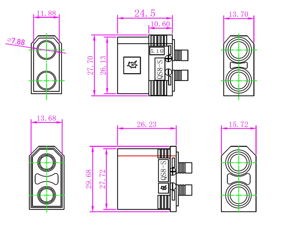  ✅ Hochstrom Antiblitz Goldstecker QS8-S QS8 Stecker Buchse 8mm 180A Schwarz ✅ - Bild 4 von 4
