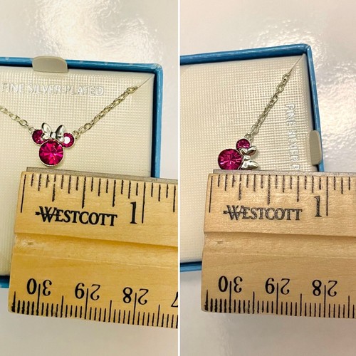Minnie Mouse Crystal Minnie Pendant Necklace 18” chain, NEW in box - Picture 2 of 4