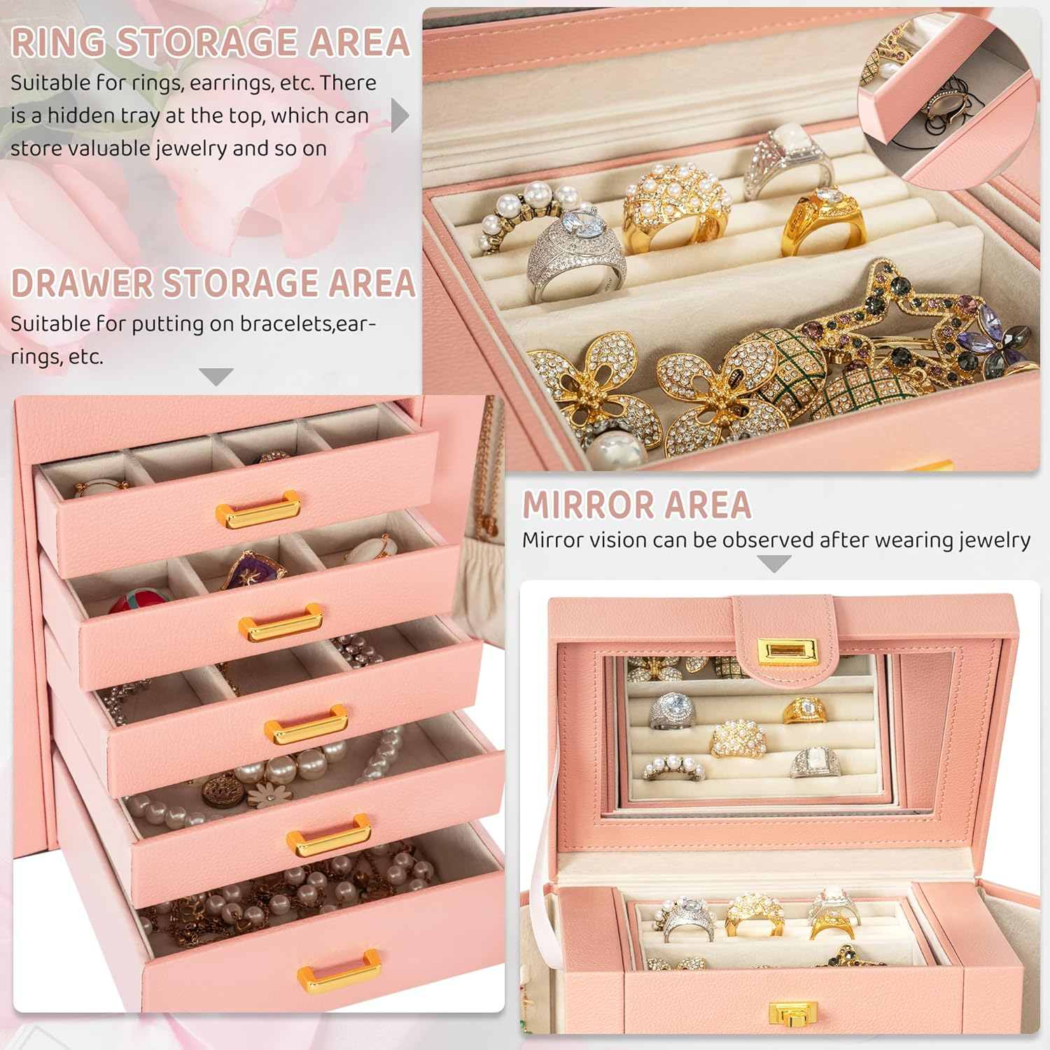 Stylish Functional Leather Jewelry Organizer Box for Women