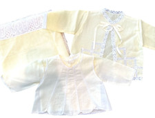 Vintage 70's Handmade Baby Christening Jacket/top w/ blanket, yellow and white