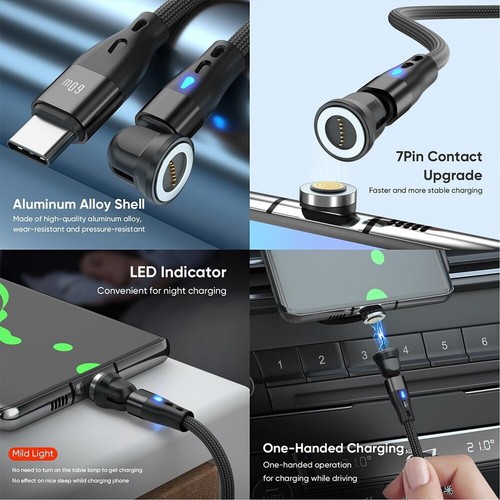 Magnetic USB C to Type C iOS Micro PD 60W Fast Charging Data Cable Right Angle - 第 23/42 張圖片