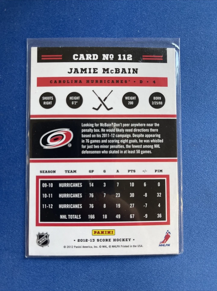 2012-13 Score Gold Rush #112 Jamie McBain Carolina Hurricanes - Image 2 of 2