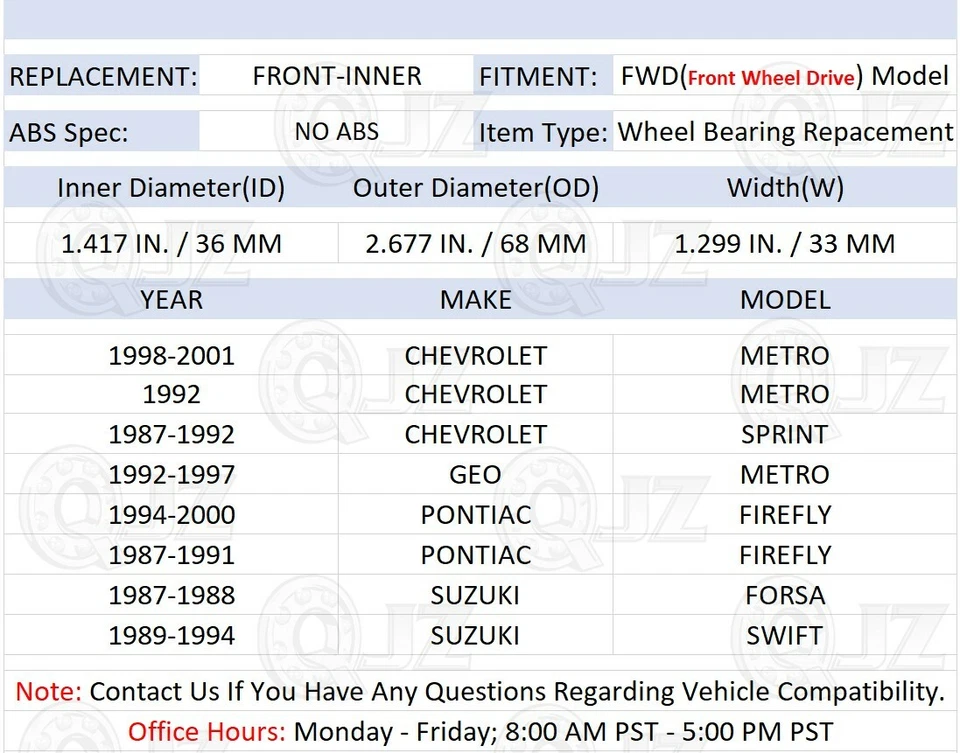 [FRONT-INNER(Qty.2)] New Hub Bearing Module For 1987-1988 Suzuki Forsa FWD-Model - Image 2 of 4