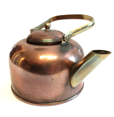 Vintage Decor Copper & Brass Small Teapot Kettle Kitchen Farmhouse Home Decor  
