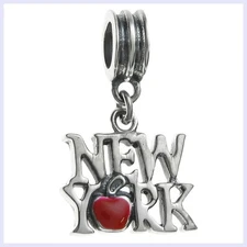 Sterling Silver New York City Big Apple Enamel Bead for European Charm Bracelet