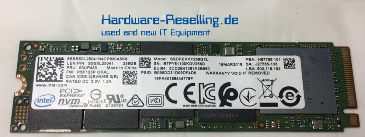 Lenovo Intel 256GB SSD 2280 PCIe NVMe SSDPEKKF256G7L 00UP433