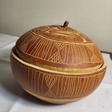 Vintage Hand Carved Decor Gourd Bowl