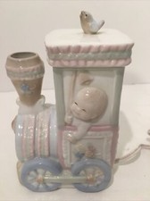 Vintage Enesco Babys Ceramic Train Night Light 1990