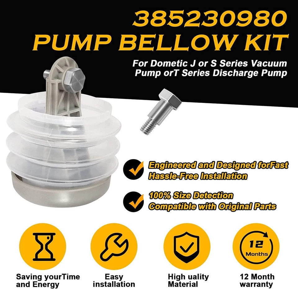 For Dometic 385230980 Pump Bellow Kit & 385310076 Duckbill Valve Kit & O-Ring