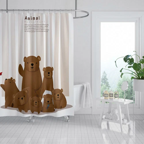 Cartoon Cat Animal Bathroom Shower Curtain Waterproof Curtains With Hooks Home - Picture 3 of 13