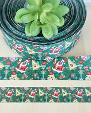 7/8 & 1.5"  (1 YD) Christmas Cartoon Character Grosgrain Ribbon Santa Squidward