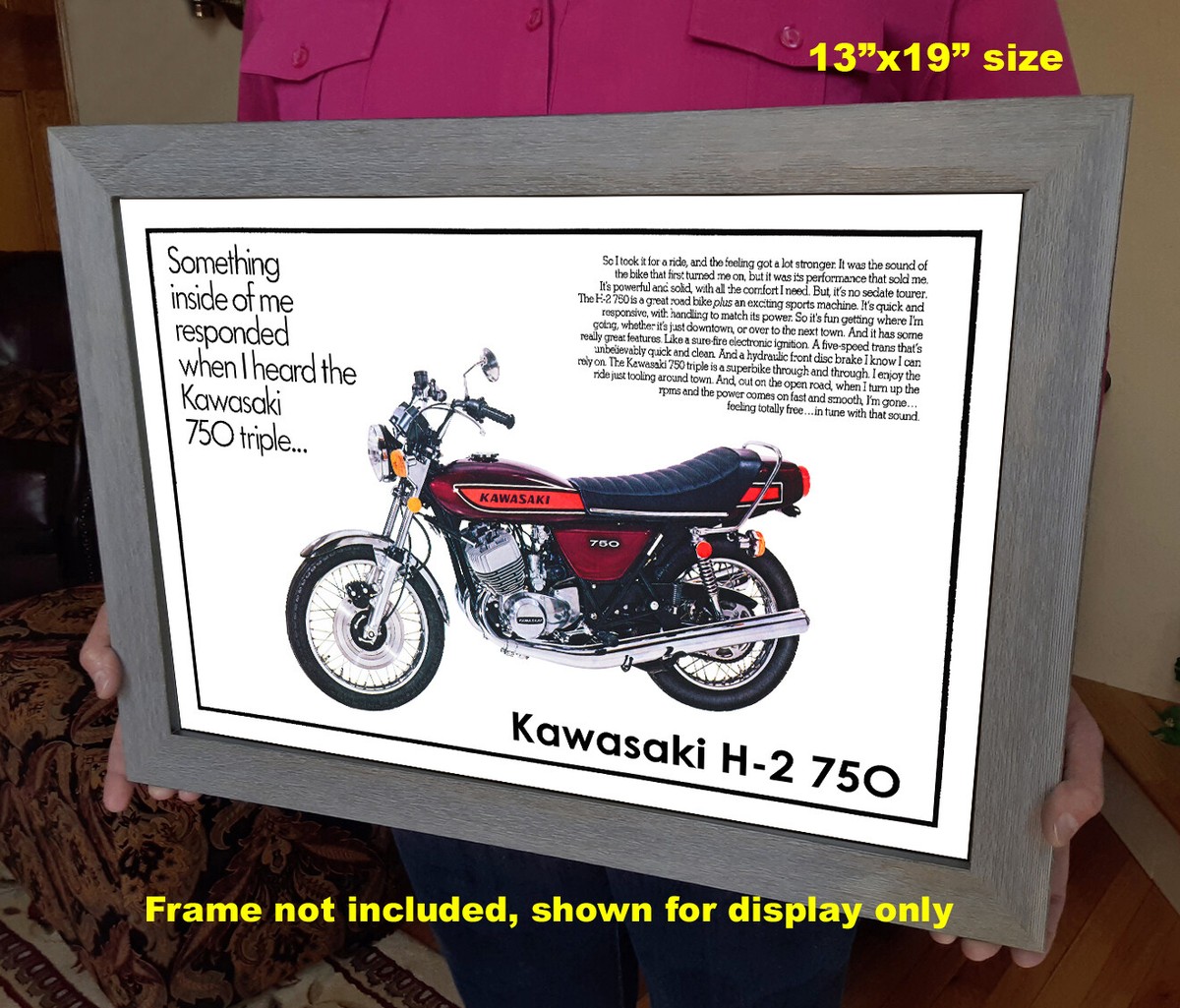 Kawasaki H2 750 1975 Motorcycle – Vintage-Style Advertising Poster