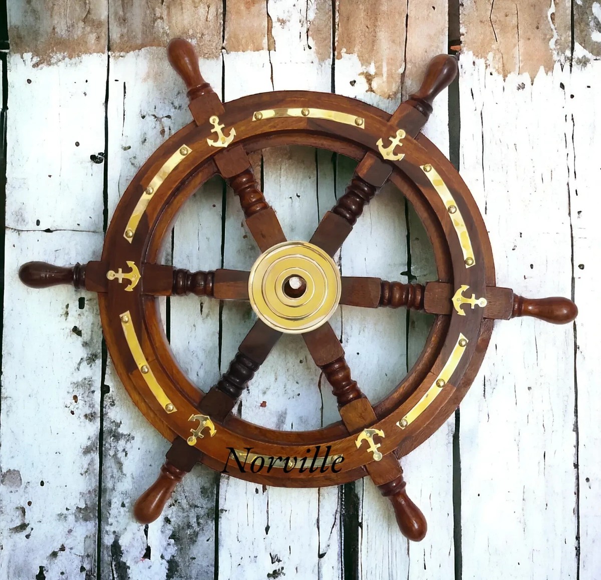 Vintage Teak Brass Nautical Pirate 18