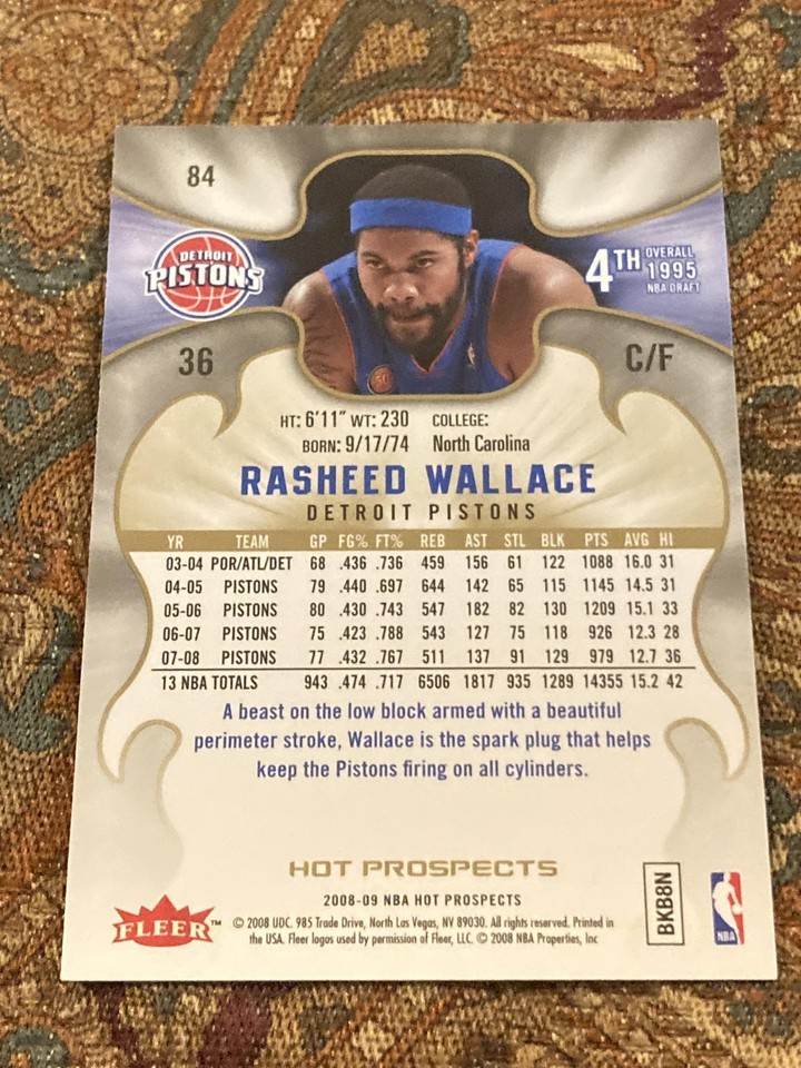 2008-09 Fleer Hot Prospects #84 Rasheed Wallace | eBay