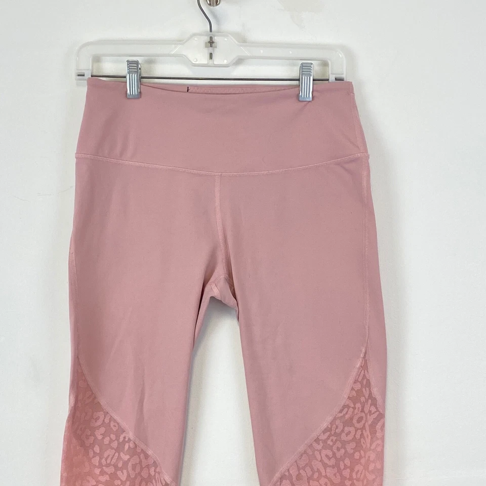 Victoria Sport Womens Medium Short Sheer Animal Knockout Pants Leggings Pink - Image 4 of 4