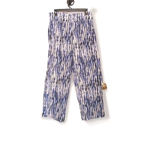 LAND 'N SEA Womens COASTAL Linen Blend PANTS Sz. S New Blue & White Wide Leg NWT