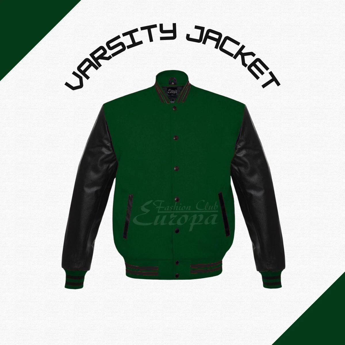 Wool Varsity Jacket Men’s Letterman Baseball Bomber Retro College Style