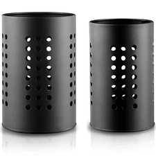 Kitchen Utensils Holder for Countertop Pack of 2 Stainless Steel Black Utensi...