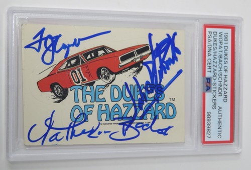 Tarjeta adhesiva Donruss General Lee 1981 firmada automática de The Dukes of Hazzard por 3 anuncios de servicio público - Imagen 2 de 8