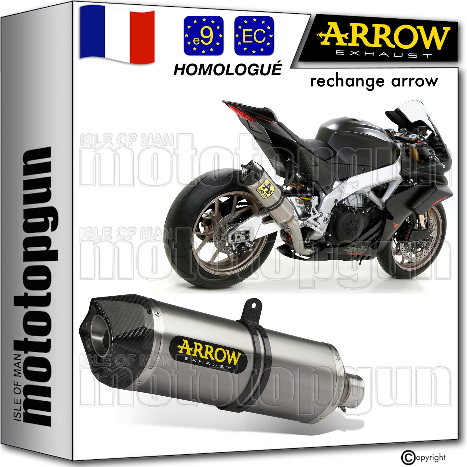Echappement Arrow C Race-Tech homologue qui libere la puissance du V4 Aprilia RSV 1100
