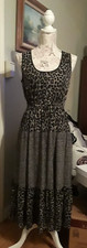 Michael Kors Black/White Sleeveless Animal Print Midi Dress Size S-NWT