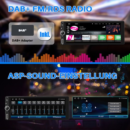 6.86" Android 14 4+64G Carplay Autoradio 1DIN GPS NAV Wifi Bluetooth RDS DAB KAM - Bild 11 von 14