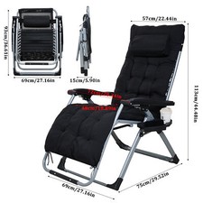 Image of Sun Lounger Folding Recliner Chair Reclining Garden Outdoor Adjustable w Cushion