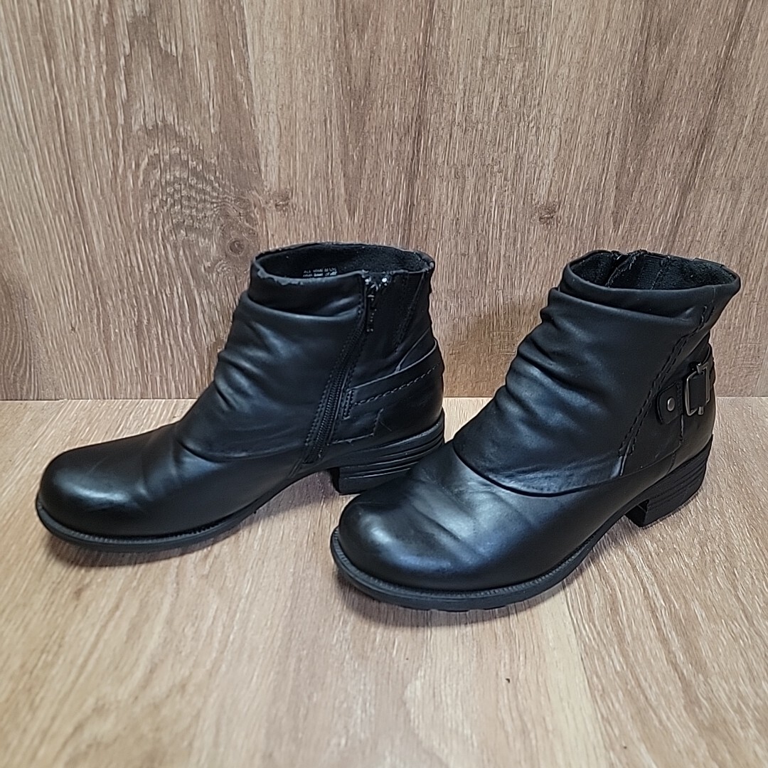 Earth Origins Pam Ankle Bootie Boots Women Size W Black Side Zip