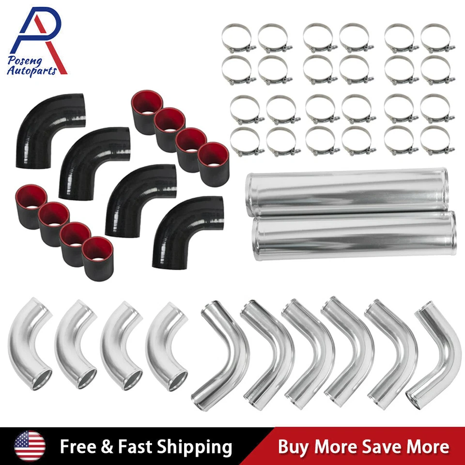 Kit de abrazadera de acoplador de silicona para tuberías intercooler turbo de aluminio universal de 12 piezas Foto 4 de 4