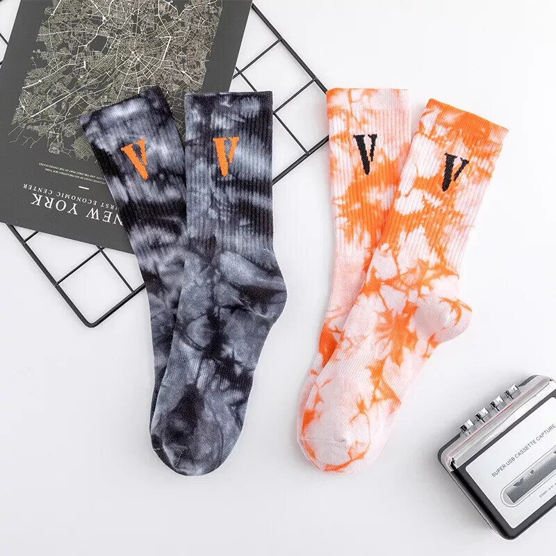 Comfy V-lone Tie-Dye Crew Socks for Men & Women, 2-Pack