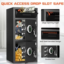 6.5 Cub Extra Large Drop Slot Business Home Safe Box with Dual Alarm & Mute Mode