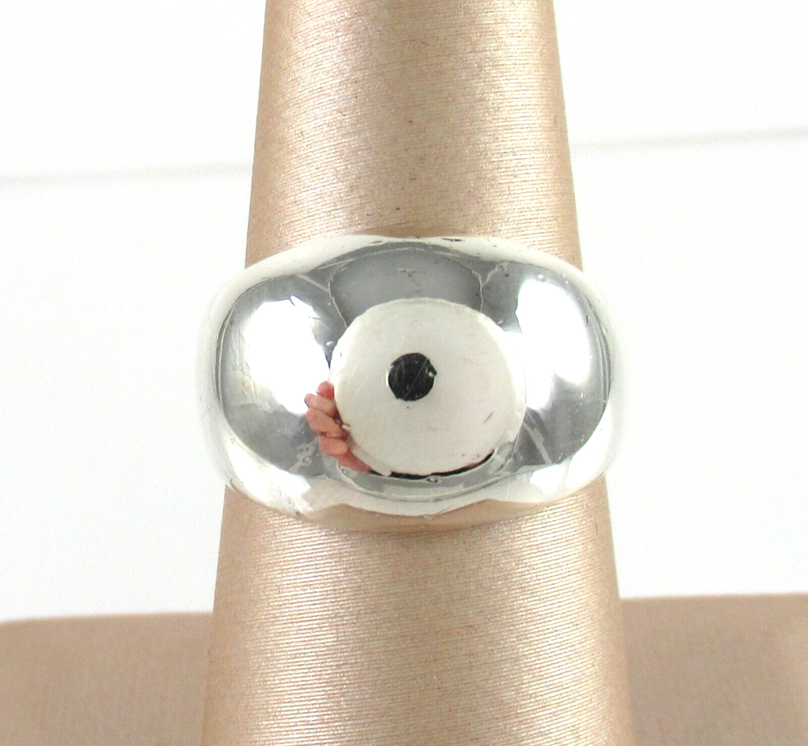 .925 Sterling Silver Statement Ring Dome Domed si… - image 1