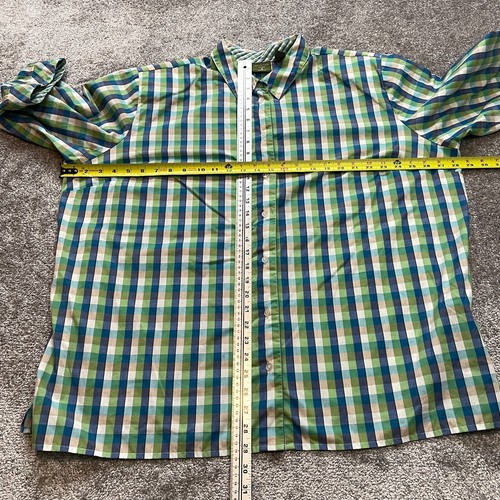 Mountain Lake Button Up Shirt Womens 24W Blue Green Plaid Long Sleeve Padded Top - Picture 6 of 10