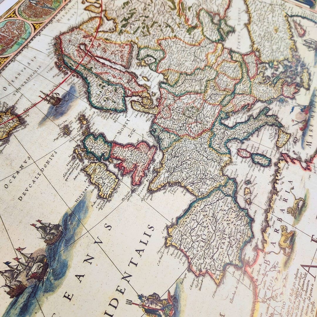 BLAEU WALL MAP アンティーク 装飾的な世界地図 538 Willem Blaeu Wall Map England Framed 18” x 22” Very Nice | eBay