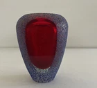 Vintage Murano Mandruzatto Style Art Glass Faceted Vase