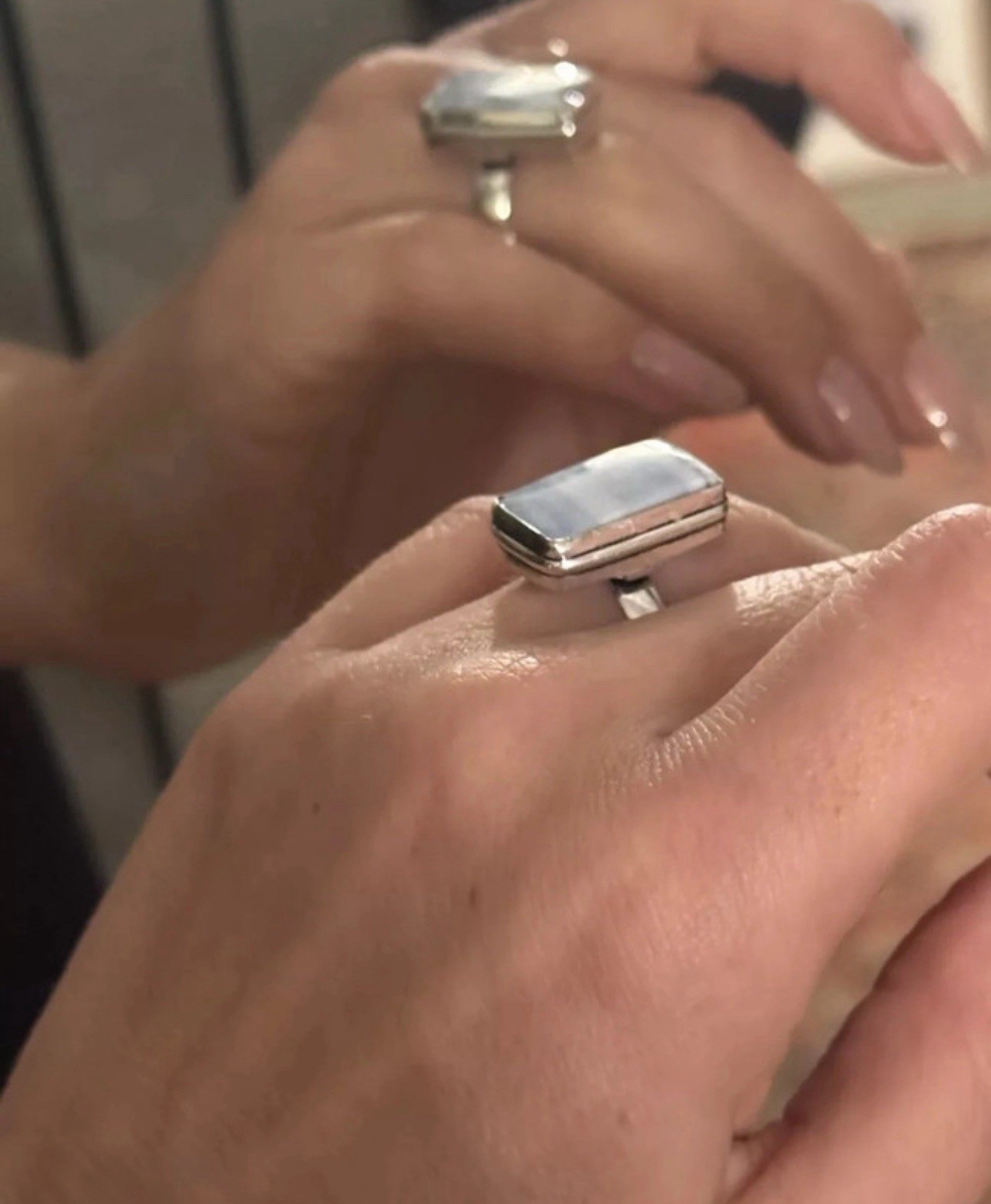 Opal Square Ring UK L 1/2 brass silver 925 image 2