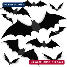 120Pcs 3D Bats Halloween Decorations Wall Decor Realistic PVC Bat Stickers