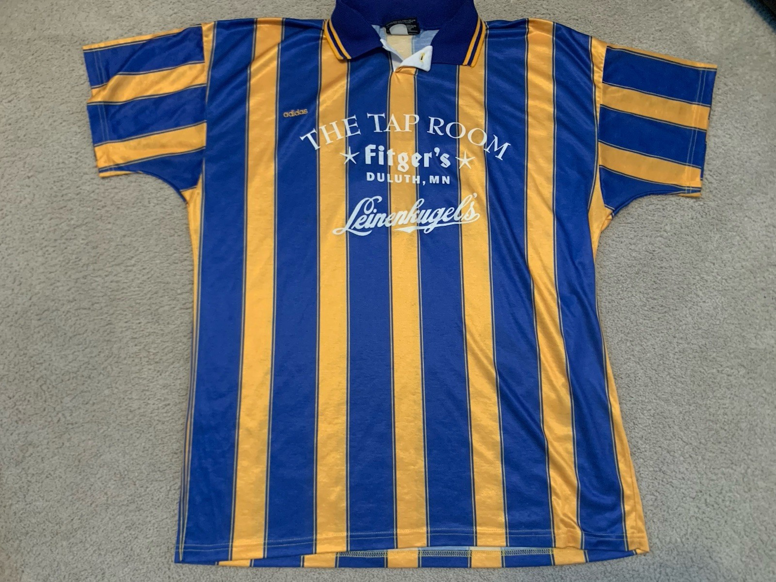 Vintage 90’s Adidas Soccer Jersey Fitgers Tap Room Duluth Minnesota Size XL
