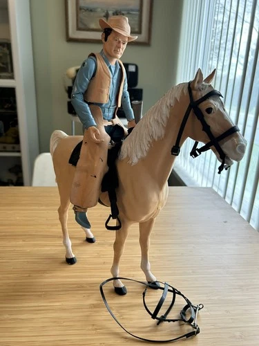 Vintage Johnny West 12” Figure + Thunderbolt Horse + Accessories Marx Toys 1960s