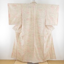 Komon kimono Silk Geometric pattern Beige 60.2inch Women's