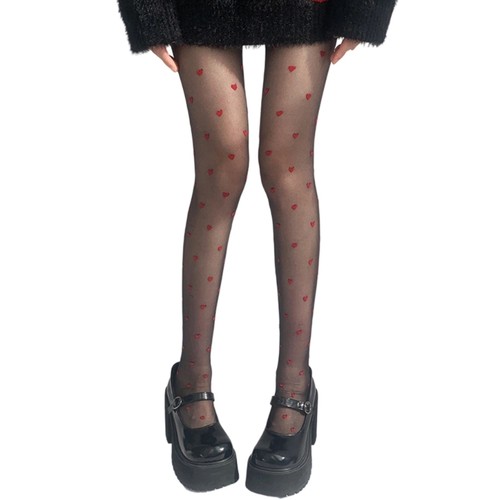 Japanese Cute Heart Dots Pattern Tights Ultra Thin Sheer Pantyhose for Women - Picture 4 of 11