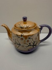Takito TT Vintage Lusterware Teapot Gold, Blue Pearlized, Japan